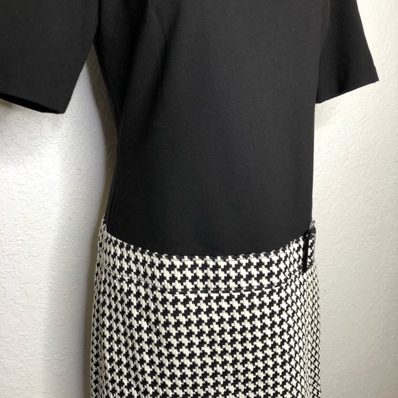 WHBM black white drop waist houndstooth skirt dress size 8 - Picture 3 of 16
